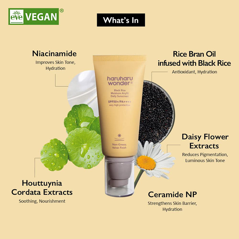 HaruHaru Wonder Black Rice Moisture Airfit Daily Sunscreen SPF50+ PA++++ – met Niacinamide – 50ml – Zonnebrandcrème