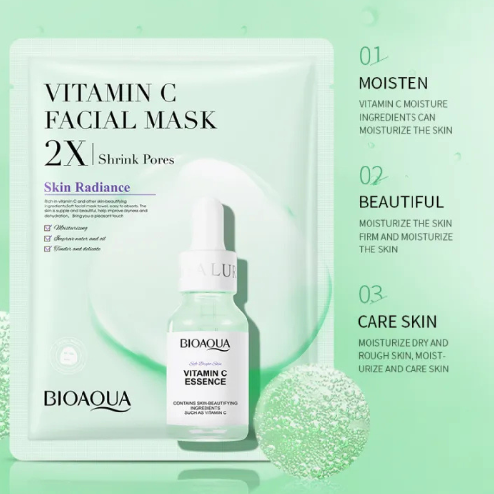 BioAqua Gezichtsmasker met Vitamine C - 20 stuks – met Vitamine C – Gezichtsmasker