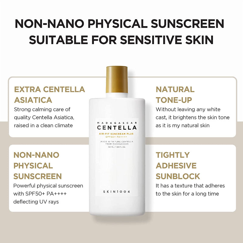 SKIN1004 Madagascar Centella Air-Fit Suncream Plus SPF50+ PA++++ – met Niacinamide – 50ml – Zonnebrandcrème