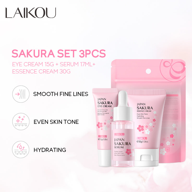 Laikou Sakura Skin Care set - 3pcs – met Niacinamide – Skincare set
