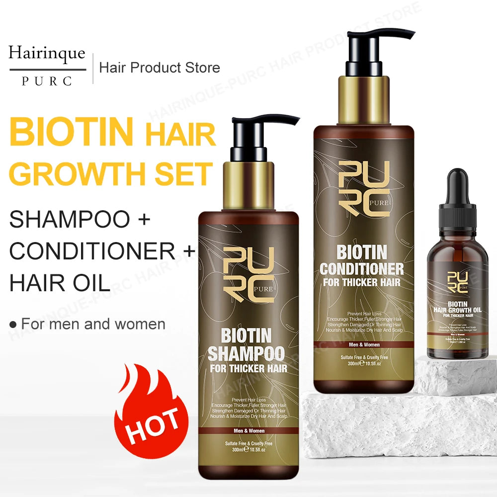 PURC Biotin Shampoo, Conditioner & Oil Combo – met Tea Tree – Hair oil – Haarverzorging
