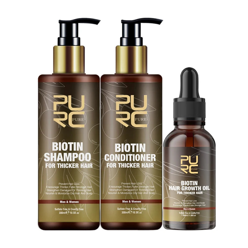 PURC Biotin Shampoo, Conditioner & Oil Combo – met Tea Tree – Hair oil – Haarverzorging